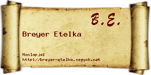 Breyer Etelka névjegykártya